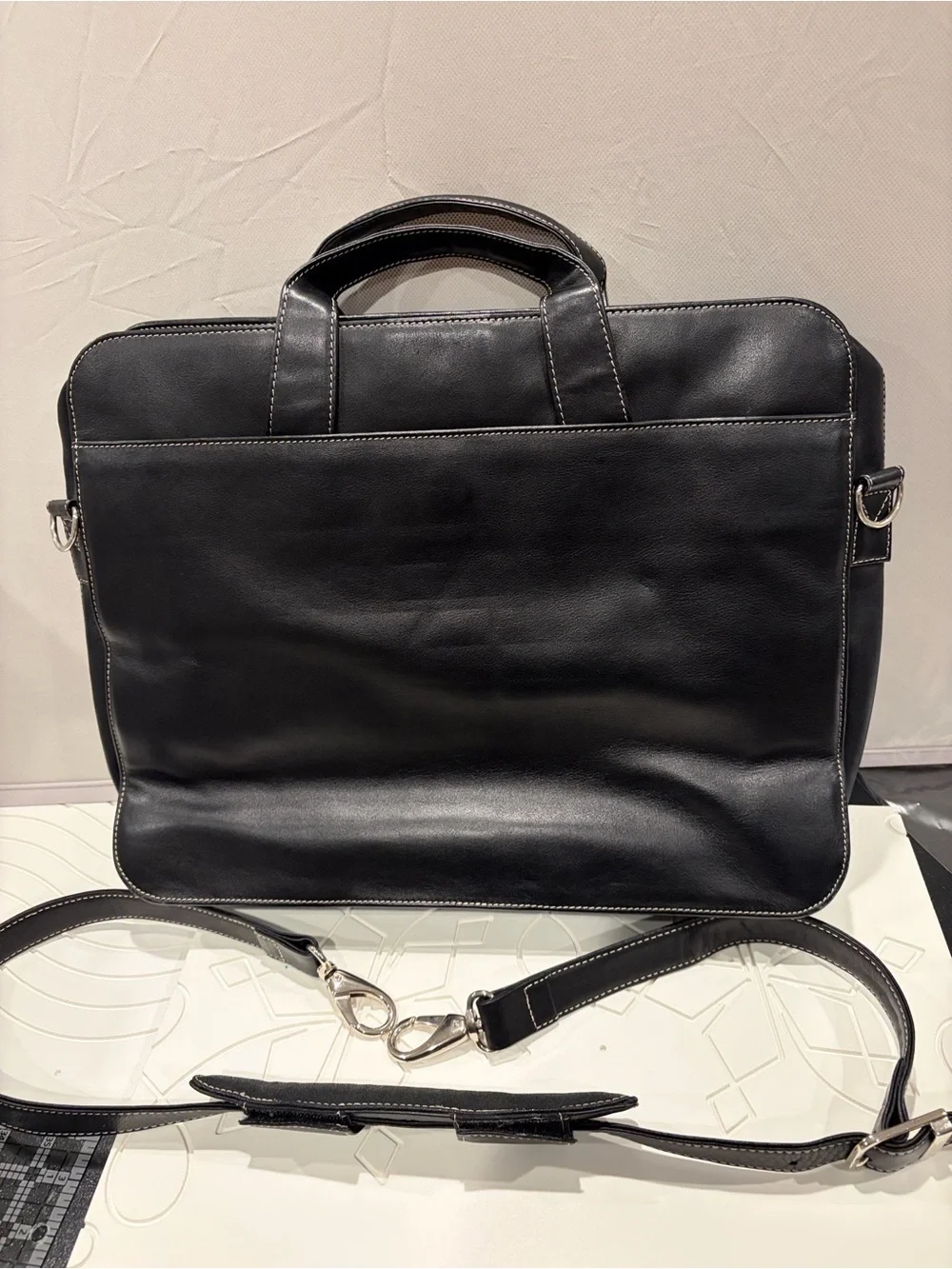 Lodis Black Leather Briefcase Shoulder Bag black crossbody detachable strap new